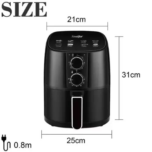 Freidora de aire eléctrica Sonifer SF-1011 4,2 L, 1400 W, temperatura ajustable y temporizador - imagen 2