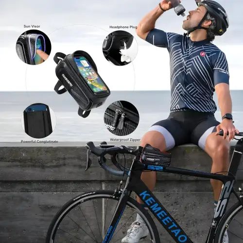 SOPORTE CELULARES HASTA 6.9" BICICLETA, MOTO Y MONOPATÍN IMPERMEABLE 360° PVC+ABS 20x9x10.5cm - imagen 3