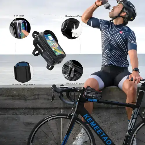 SOPORTE CELULARES HASTA 6.9" BICICLETA, MOTO Y MONOPATÍN IMPERMEABLE 360° PVC+ABS 20x9x10.5cm - imagen 3