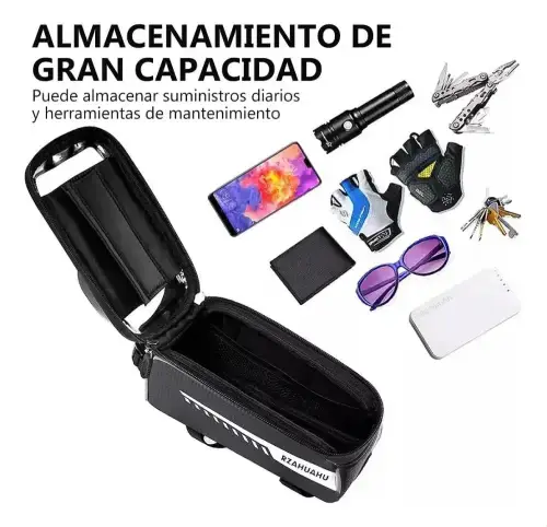 SOPORTE CELULARES HASTA 6.9" BICICLETA, MOTO Y MONOPATÍN IMPERMEABLE 360° PVC+ABS 20x9x10.5cm - imagen 5