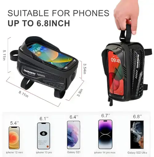 SOPORTE CELULARES HASTA 6.9" BICICLETA, MOTO Y MONOPATÍN IMPERMEABLE 360° PVC+ABS 20x9x10.5cm - imagen 2