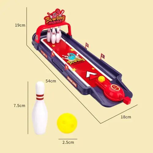 MINI BOWLING DE MESA CON LANZADOR, BOLAS Y BOLOS ABS 54x18x19cm - imagen 2
