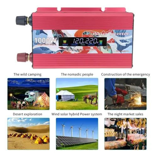 INVERSOR CONVERTIDOR DE CORRIENTE ALUMINIO 12V DC 220V AC 1000W - imagen 3