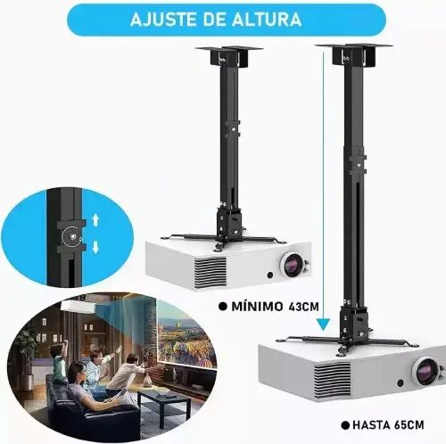 SOPORTE PLEGABLE DE TECHO Y PARED PARA PROYECTOR HIERRO MIN. 43cm MAX 65cm 25kgs +15° / -15° - imagen 2