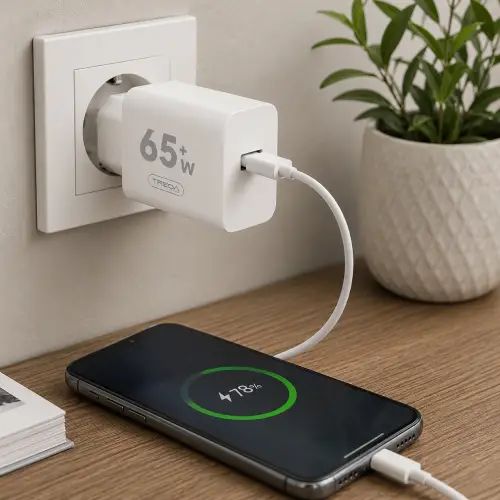 CARGADOR TREQA USB CARGA RÁPIDA ABS 5V 4.5A/10V 6.5A 100-240V 65W - imagen 2
