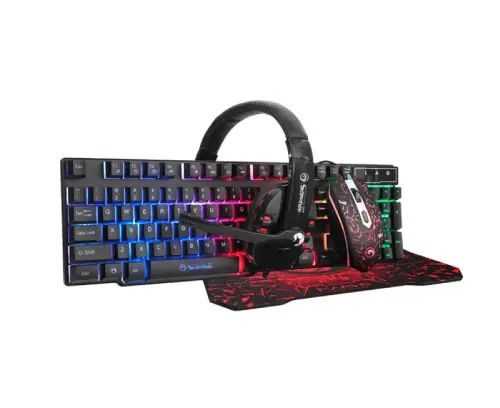 Combo Gamer 5 en 1, Teclado, Mouse, Audifonos, Mouse Pad y Parlantes