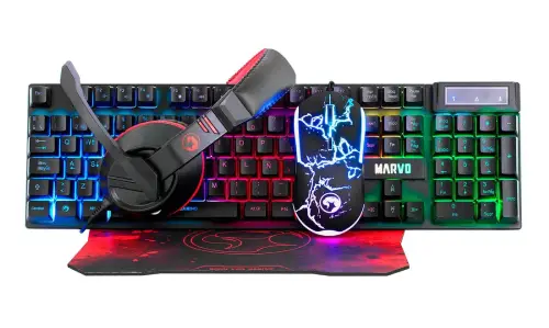Combo Gamer 5 en 1, Teclado, Mouse, Audifonos, Mouse Pad y Parlantes - imagen 2