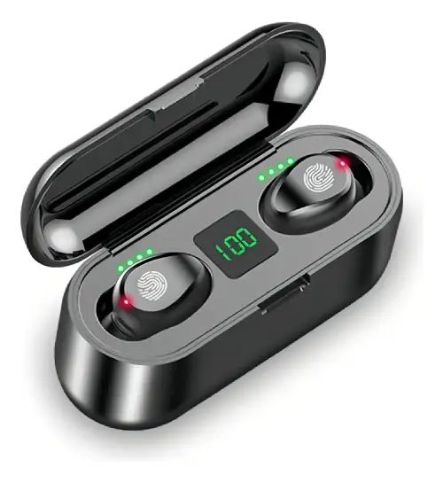 Auriculares in-ear inalámbricos F9 negro con luz LED - imagen 2
