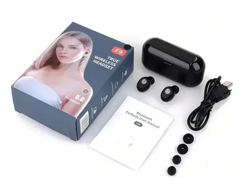 Auriculares in-ear inalámbricos F9 negro con luz LED - imagen 3