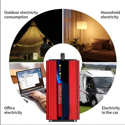 INVERSOR CONVERTIDOR DE CORRIENTE ALUMINIO 12V DC 220V AC 2000W - imagen 2