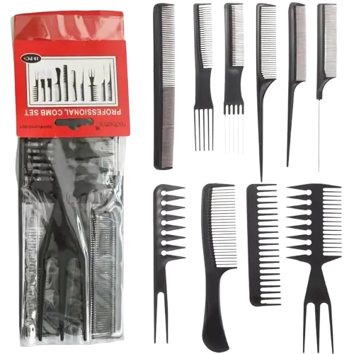 Set 10 Peines Profesionales para Peluquería