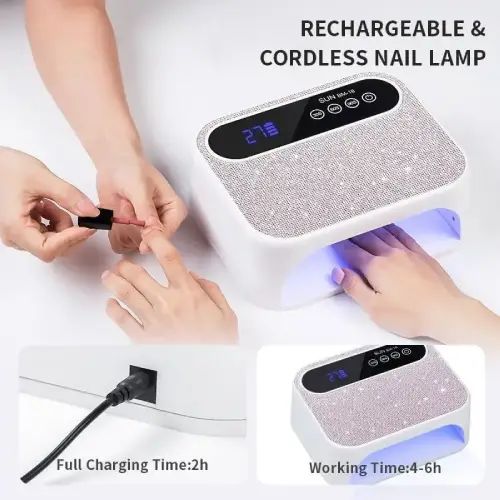LÁMPARA UV/LED PARA UÑAS INALÁMBRICA CON GLITTER 168W - imagen 2