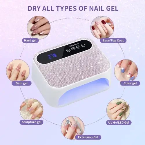 LÁMPARA UV/LED PARA UÑAS INALÁMBRICA CON GLITTER 168W - imagen 3