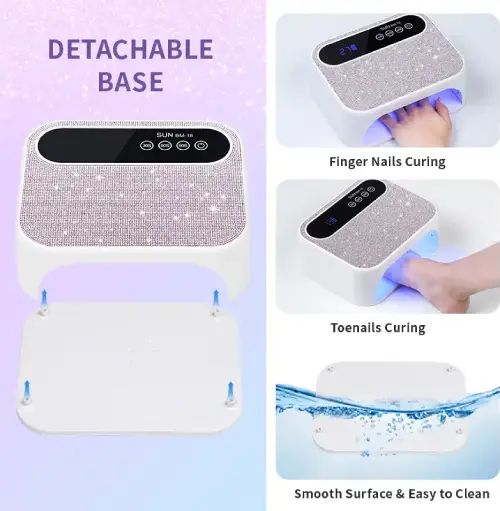 LÁMPARA UV/LED PARA UÑAS INALÁMBRICA CON GLITTER 168W - imagen 4