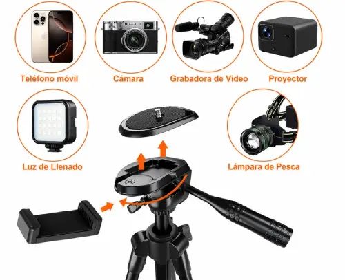 Trípode 360° con Cabeza 3D Altura Ajustable 162cm - imagen 2