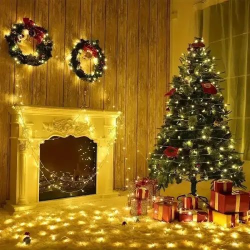 LUCES DE NAVIDAD DORADAS A PILAS - imagen 3