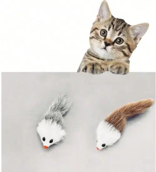 Set 2 Ratones Pelo Largo Tela PET TOY - imagen 3