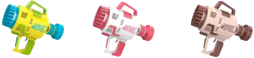 PISTOLA DE BURBUJAS AUTOMÁTICA RECARGABLE 48 AGUJEROS Y LUCES 25x22cm - imagen 1