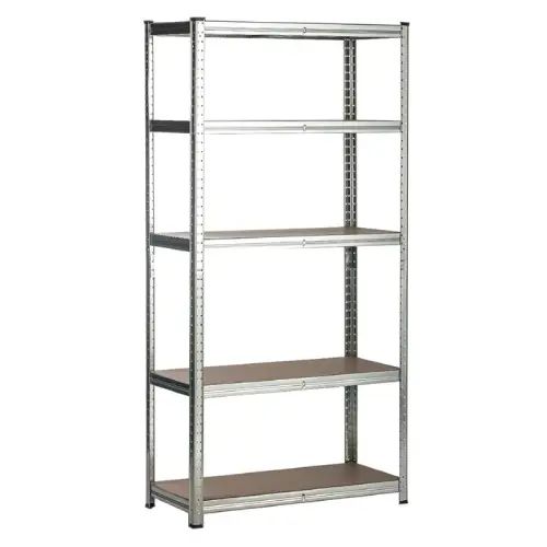 Estantería Metálica Color Natural Galvanizada de MDF con Altura Ajustable, Fácil Armado, Encastrable