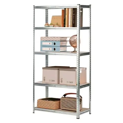 Estantería Metálica Color Natural Galvanizada de MDF con Altura Ajustable, Fácil Armado, Encastrable - imagen 2