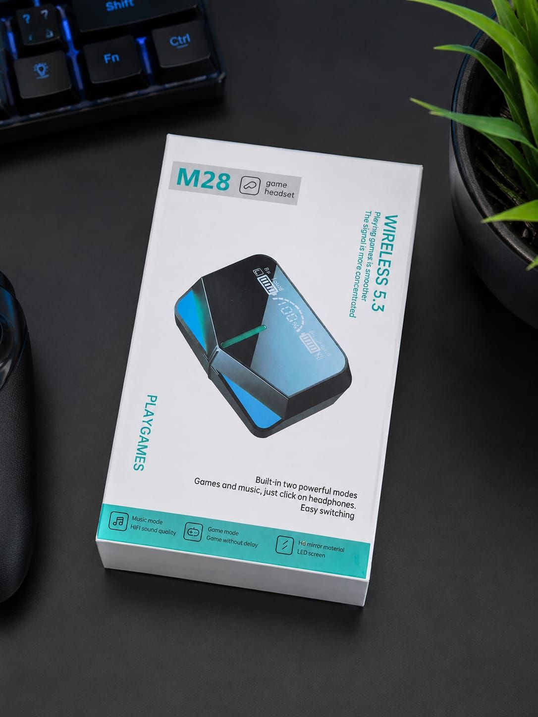 AURICULARES GAMER M28 INALÁMBRICOS MICRÓFONO HASTA 10m 500mAh - imagen 2