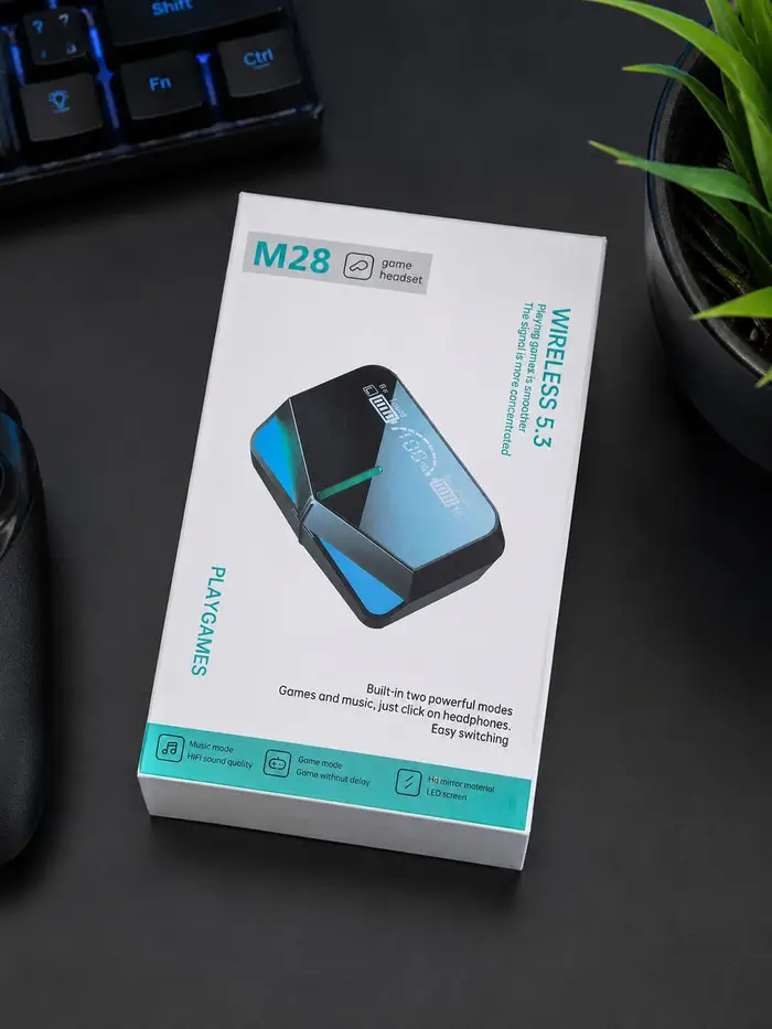 AURICULARES GAMER M28 INALÁMBRICOS MICRÓFONO HASTA 10m 500mAh - imagen 2