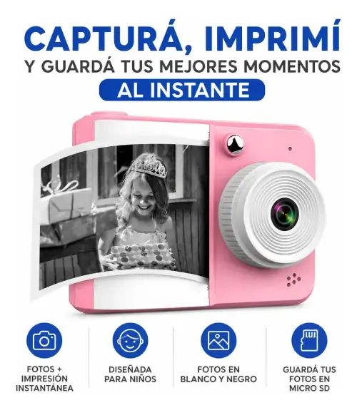 CÁMARA DIGITAL INSTANTÁNEA PARA NIÑOS 2.4" Micro SD 32GB VGA/30fps/1mp/JPG 1800mAh 10.8x8.1x4.5cm - imagen 4