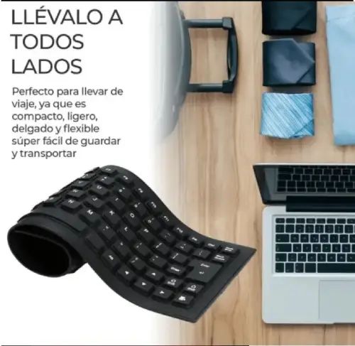 TECLADO ESPAÑOL IMPERMEABLE FLEXIBLE CON CABLE USB  - imagen 2