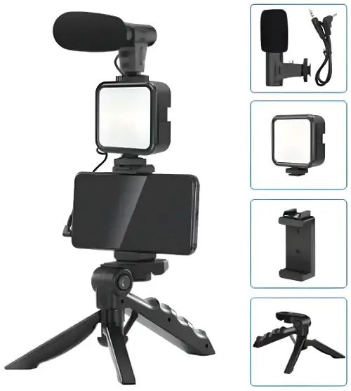 KIT VIDEO MICRÓFONO + LUZ + ESTABILIZADOR - imagen 2