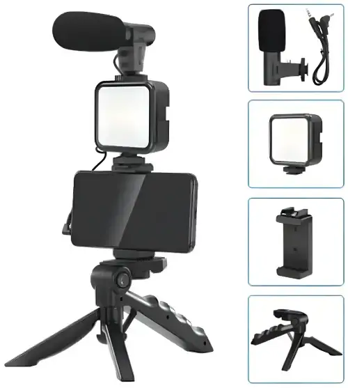 KIT VIDEO MICRÓFONO + LUZ + ESTABILIZADOR - imagen 2