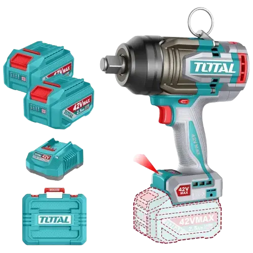 LLAVE DE IMPACTO INALÁMBRICA 1360Nm ¾" S/CARBONES 42V C/CARGADOR, MALETÍN Y 2 BATERÍAS 2.5Ah INDUSTRIAL - imagen 1