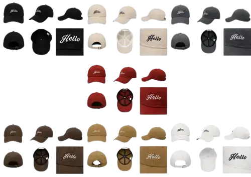 VISERA CURVA "HELLO" 100% ALGODÓN AJUSTABLE 20cm DIÁMETRO VARIOS COLORES