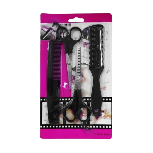 Set 4 Artículos de Peluquería Tijeras y Peines