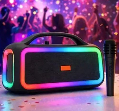 PARLANTE 2x4" LED RGB C/MICRÓFONO 20W 3000mAh 40x21x15.5cm - imagen 2