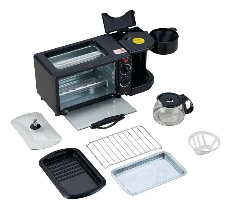 Desayunador Electrico Multifuncion 3 en 1 con Horno 600mL Cafetera y Plancha Superior 1050W Compacto  - imagen 2