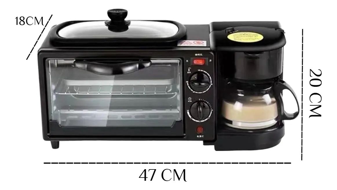 Desayunador Electrico Multifuncion 3 en 1 con Horno 600mL Cafetera y Plancha Superior 1050W Compacto  - imagen 3