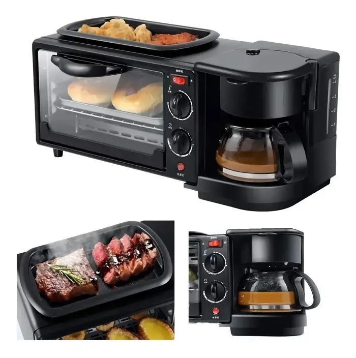 Desayunador Electrico Multifuncion 3 en 1 con Horno 600mL Cafetera y Plancha Superior 1050W Compacto - imagen 4