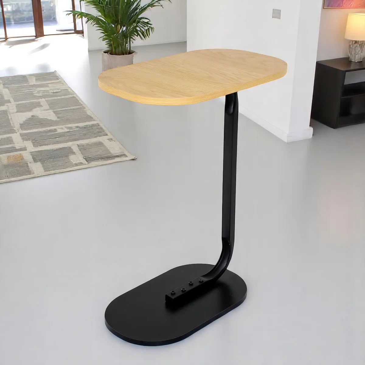 Mesa de centro minimalista auxiliar Ovalada para sala Moderna 39x28x56cm - imagen 2