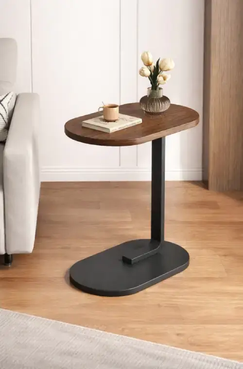 Mesa de centro minimalista auxiliar Ovalada para sala Moderna 39x28x56cm - imagen 3