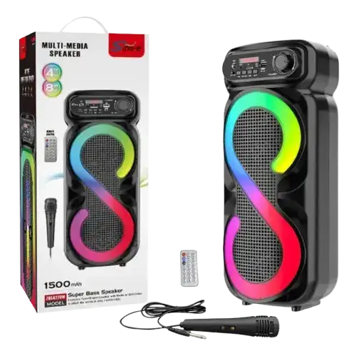 PARLANTE PORTÁTIL 4" c/CONTROL REMOTO Y MICRÓFONO DISEÑO "S" 1500mAh 8W - imagen 1