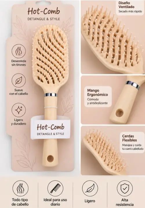 CEPILLO DE PELO DESENREDANTE c/DISEÑO VENTILADO MASAJEADOR AMARILLO - imagen 2