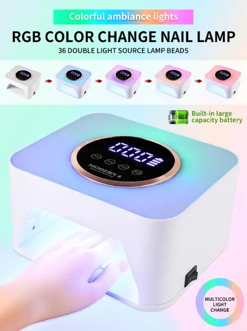 LÁMPARA UV/LED PARA UÑAS INALÁMBRICA RGB 108W - imagen 3
