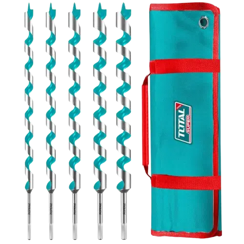 KIT/SET 5 MECHAS 460mm(46cm) PARA MADERA ENCASTRE HEX ¼"+BOLSO INDUSTRIAL