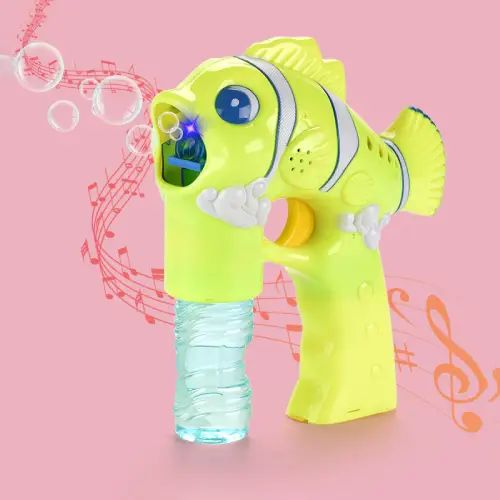PISTOLA DE BURBUJAS AUTOMÁTICA DISEÑO PEZ MÚSICA Y LUCES ABS 18x18cm - imagen 2