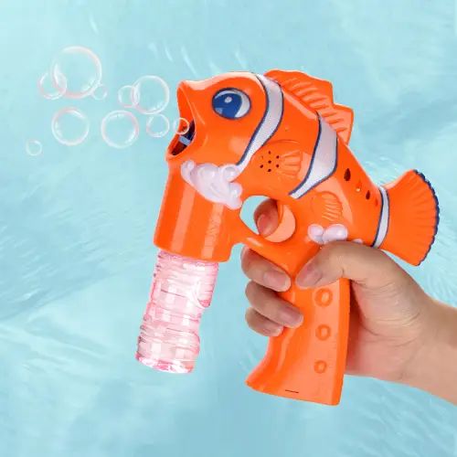 PISTOLA DE BURBUJAS AUTOMÁTICA DISEÑO PEZ MÚSICA Y LUCES ABS 18x18cm - imagen 3