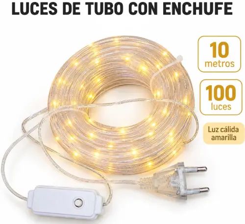 LUCES CÁLIDAS x100 TUBO c/ENCHUFE 10mts - imagen 4