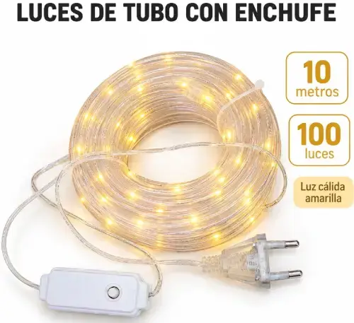 LUCES CÁLIDAS x100 TUBO c/ENCHUFE 10mts - imagen 4