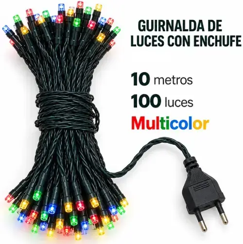 LUCES MULTICOLOR x100 HILO 10mts c/ENCHUFE - imagen 2