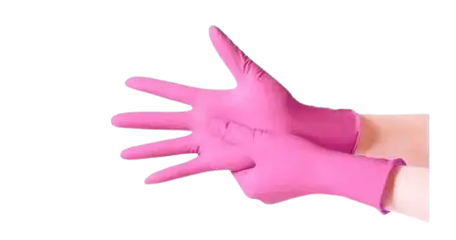 GUANTES DE NITRILO ROSA CALIDAD PREMIUM --- CAJA DE 100 UNIDADES