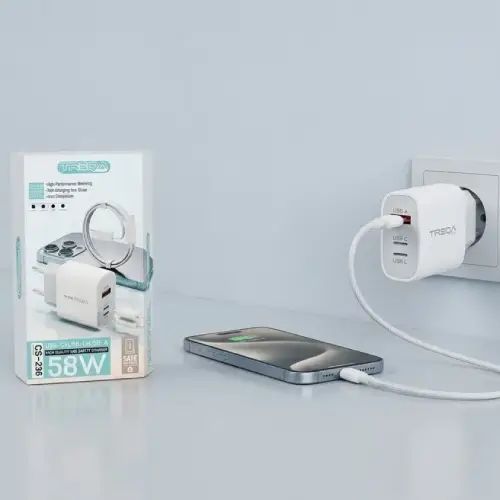 CARGADOR USB/TIPO C/LIGHTNING CARGA RÁPIDA TREQA ABS 58W - imagen 2